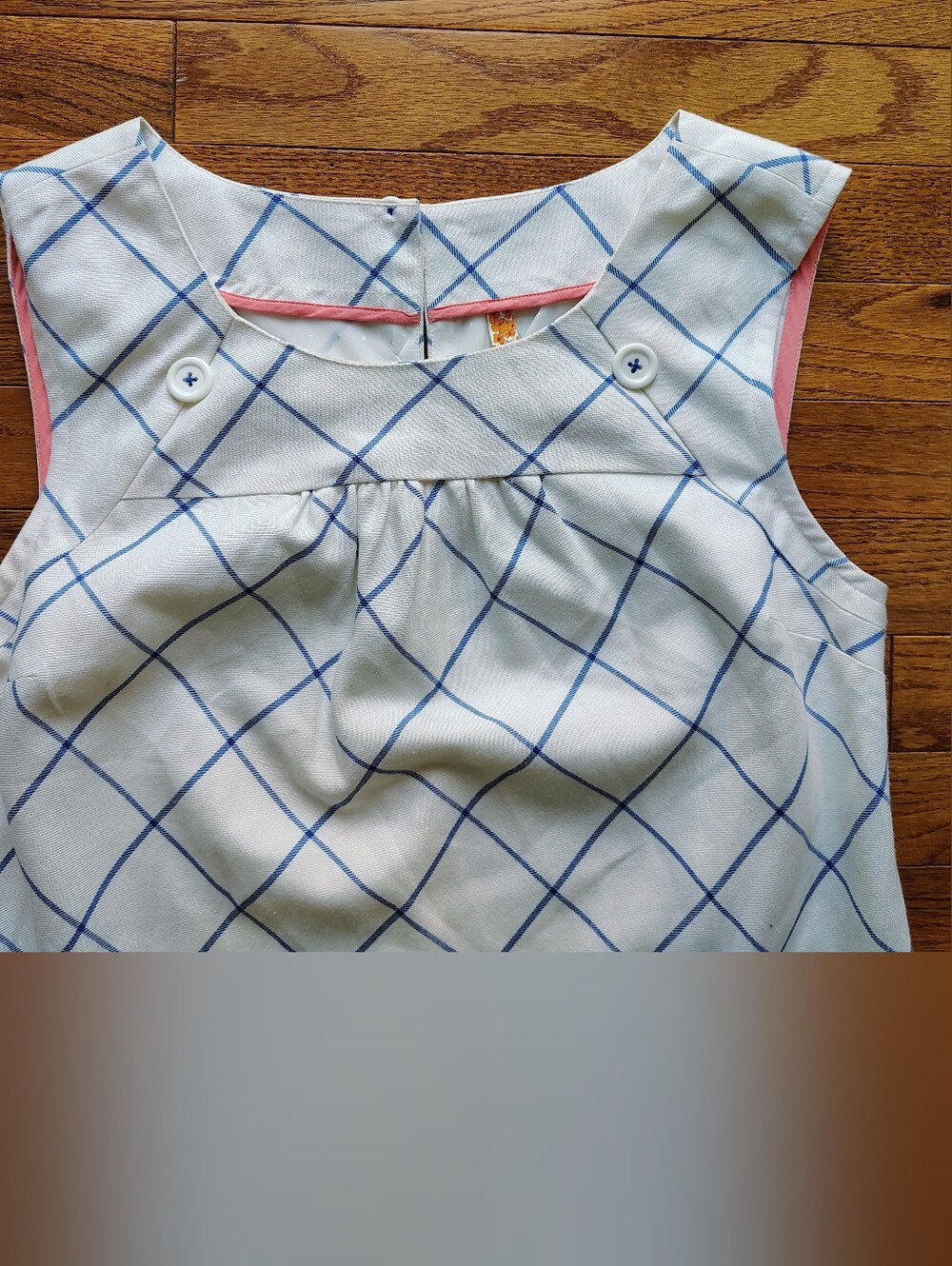 Maeve Anthropologie Blue White Windowpane Plaid Sleeveless Pinafore Dress - Picture 4 of 7